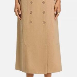 Brown Yoked Midi Skirt